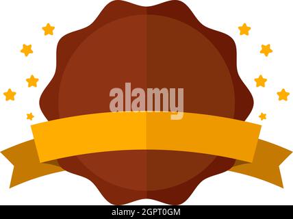 Adesivo vettoriale a colori con carino dado rotondo marrone e nastro con spazio per il testo. Carattere distintivo disegnato a mano per notebook, album o pianificatore. piatto Illustrazione Vettoriale