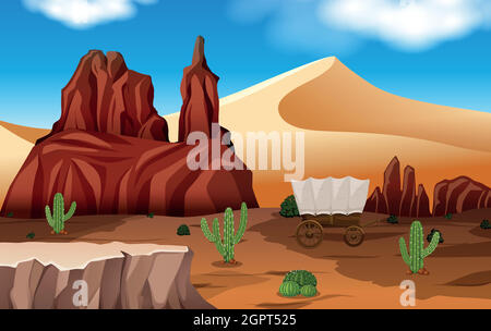 Un bellissimo paesaggio desertico Illustrazione Vettoriale