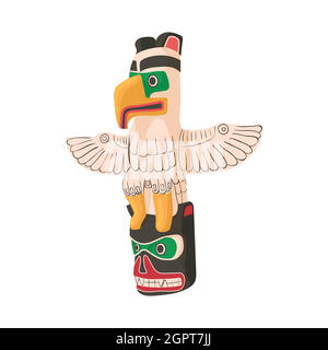 Bird totem icona, stile cartoon Illustrazione Vettoriale