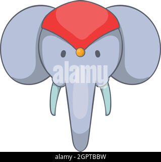 Testa di elefante decorato icona, stile cartoon Illustrazione Vettoriale