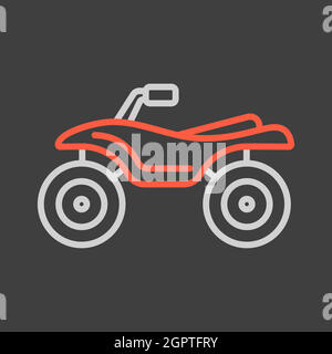 ATV rider, quad bike flat vettoriale icona su sfondo scuro Illustrazione Vettoriale