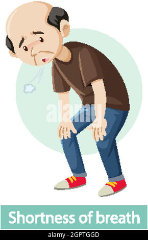 Personaggio cartoon con mancanza di sintomi di respiro Illustrazione Vettoriale