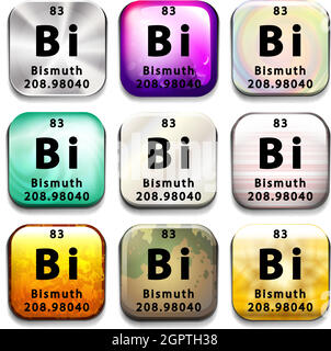 Bismuto Bi Elemento Della Tavola Periodica Illustrazione Di Stock - Foto 3