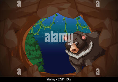 Un orso che vive in grotta Illustrazione Vettoriale