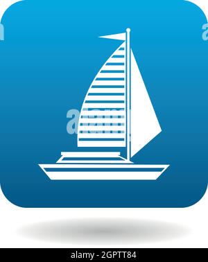 Sailing yacht icona in stile piatto Illustrazione Vettoriale