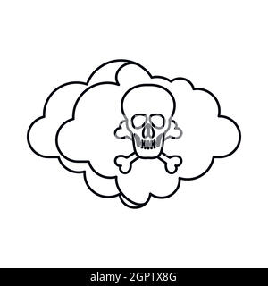 Cloud con teschio e ossa, l'icona di stile di contorno Illustrazione Vettoriale