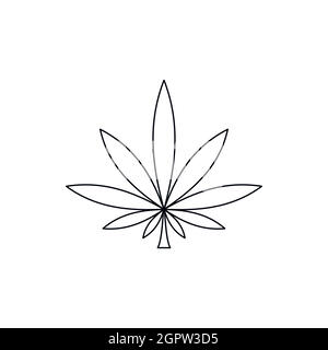 Cannabis leaf icona, stile contorno Illustrazione Vettoriale