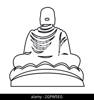 La statua di Buddha di icona di stile di contorno Illustrazione Vettoriale