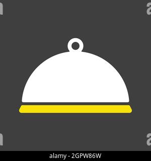 Cloche, icona del glifo vettoriale del vassoio degli alimenti. Apparecchio da cucina. Simbolo grafico per la progettazione di siti web di cucina, logo, app, UI Illustrazione Vettoriale