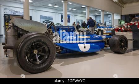 1970 marzo Ford 701 Tyrrell F1 auto da corsa in mostra al British Motor Museum, Gaydon, Warwickshire, Regno Unito Foto Stock