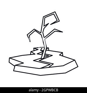 Icona di siccità, stile contorno Illustrazione Vettoriale
