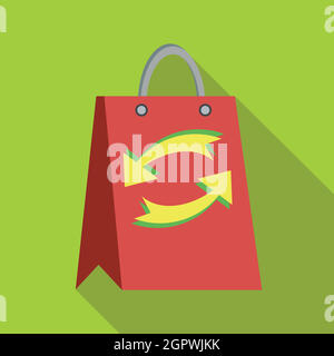 Carta rossa shopping bag con aggiornamento frecce icona Illustrazione Vettoriale