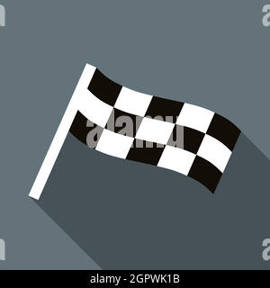 Bandiera a scacchi icona del motore in uno stile piatto Illustrazione Vettoriale