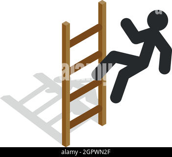L'uomo salite le scale icona isometrica 3d style Illustrazione Vettoriale