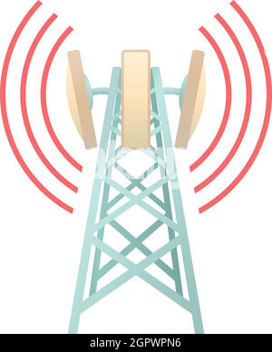 Tower con apparecchiature di telecomunicazione icona Illustrazione Vettoriale