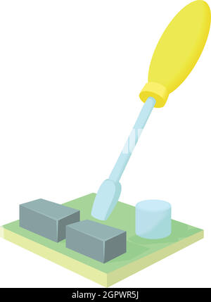 Scheda madre icona Riparazione, stile cartoon Illustrazione Vettoriale