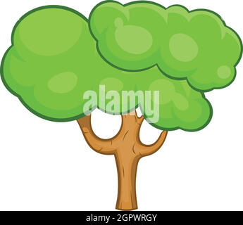 Albero verde icona in stile cartoon Illustrazione Vettoriale