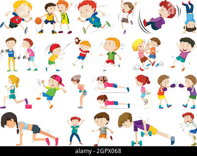 Set di bambini sportivi Illustrazione Vettoriale