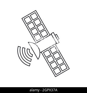 Spazio icona satellite, stile contorno Illustrazione Vettoriale