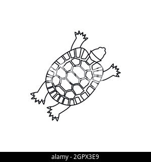 Icona della tartaruga, stile contorno Illustrazione Vettoriale