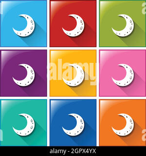 Icons with moons Stock Vector