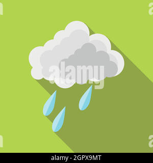 Il Cloud e gocce di pioggia icona in stile piatto Illustrazione Vettoriale