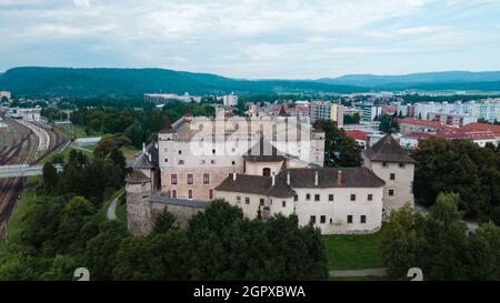 Veduta aerea del castello a Zvolen, Slovacchia Foto Stock