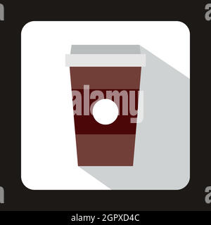 Bicchiere di carta di caffè icona, stile piatto Illustrazione Vettoriale