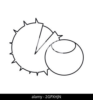 Icona di nocciole, stile contorno Illustrazione Vettoriale