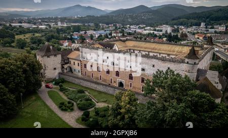 Veduta aerea del castello a Zvolen, Slovacchia Foto Stock