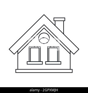Piccolo cottage, l'icona di stile di contorno Illustrazione Vettoriale