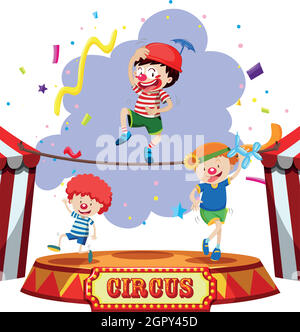 Bambini che si esibiscono al circo Illustrazione Vettoriale