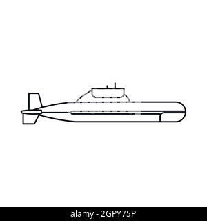 Icona del sottomarino in stile contorno Illustrazione Vettoriale