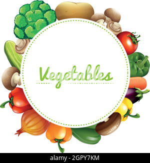 Banner design con verdure fresche Illustrazione Vettoriale