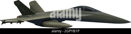 Aereo militare su sfondo bianco Illustrazione Vettoriale