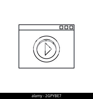 Filmato Video media player icon, stile contorno Illustrazione Vettoriale