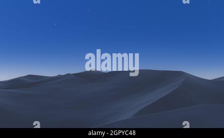 paesaggio desertico di dune con cielo stellato. rendering 3d Foto Stock