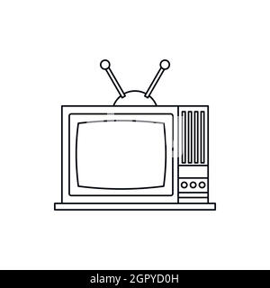 Retrò icona TV, stile contorno Illustrazione Vettoriale