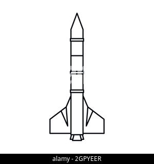 Missile rocket icona in stile contorno Illustrazione Vettoriale