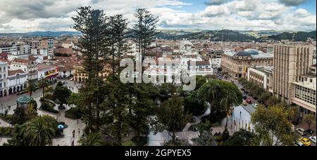 Veduta aerea di Piazza Parque Calderon a Cuenca, Ecuador Foto Stock