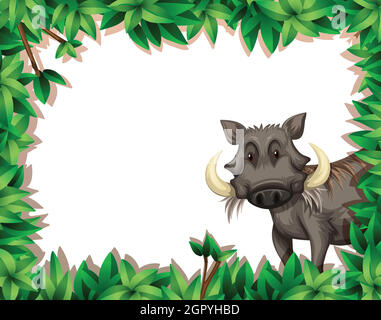 Un warthog sulla cornice naturale Illustrazione Vettoriale