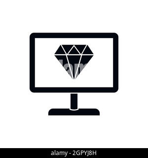 Schermo con icona a forma di diamante, stile semplice Illustrazione Vettoriale