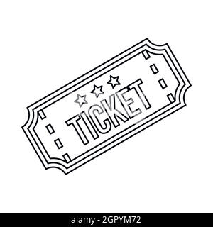 Icona ticket in stile contorno Illustrazione Vettoriale