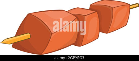 Kebab Barbecue su uno spiedino icona, stile cartoon Illustrazione Vettoriale