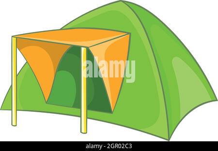 Tenda verde icona in stile cartoon Illustrazione Vettoriale