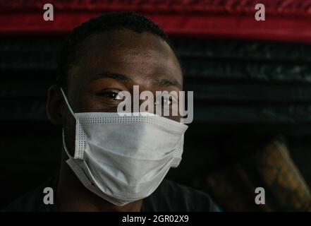 Non esclusiva: I migranti haitiani riposano durante il loro soggiorno a Hostel Tochan, una fondazione che sostiene i migranti nel loro viaggio attraverso il Messico per l'ONU Foto Stock