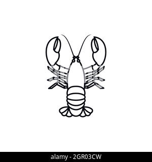 Icona di gamberi di fiume, stile contorno Illustrazione Vettoriale