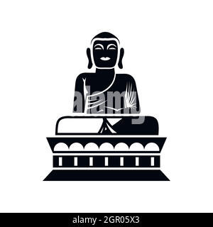 La statua di Buddha, icona di stile semplice Illustrazione Vettoriale