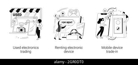 Illustrazioni vettoriali di concetto astratto del mercato dell'elettronica commerciale. Illustrazione Vettoriale