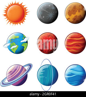 I pianeti del sistema solare Illustrazione Vettoriale